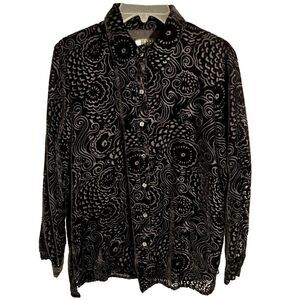 Vintage 90s Carole Little Black Velvet Burnout Size Small Worn By Actress On TV